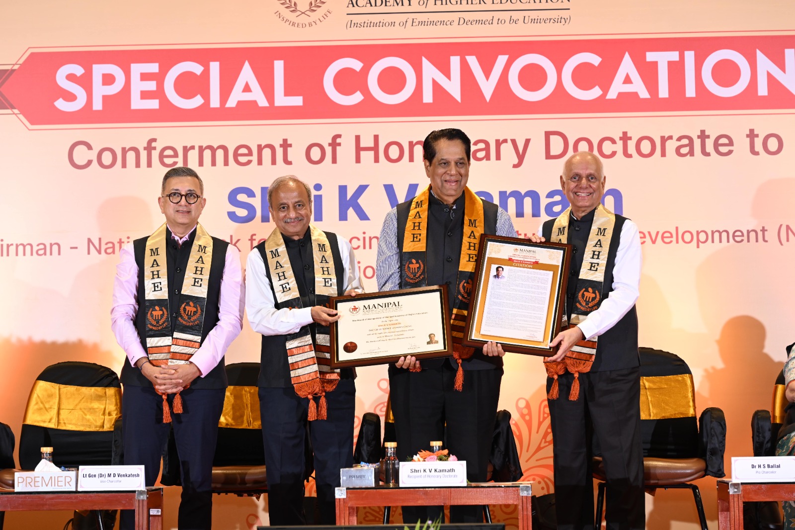 MAHE Celebrates Special Convocation for Conferment of Honorary Doctorate to K. V. Kamath